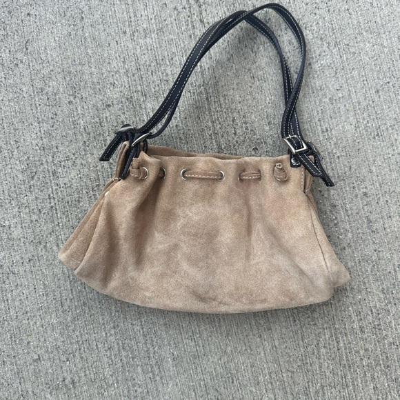 Neiman Marcus mini bag | suede | tan - Picture 1 of 8